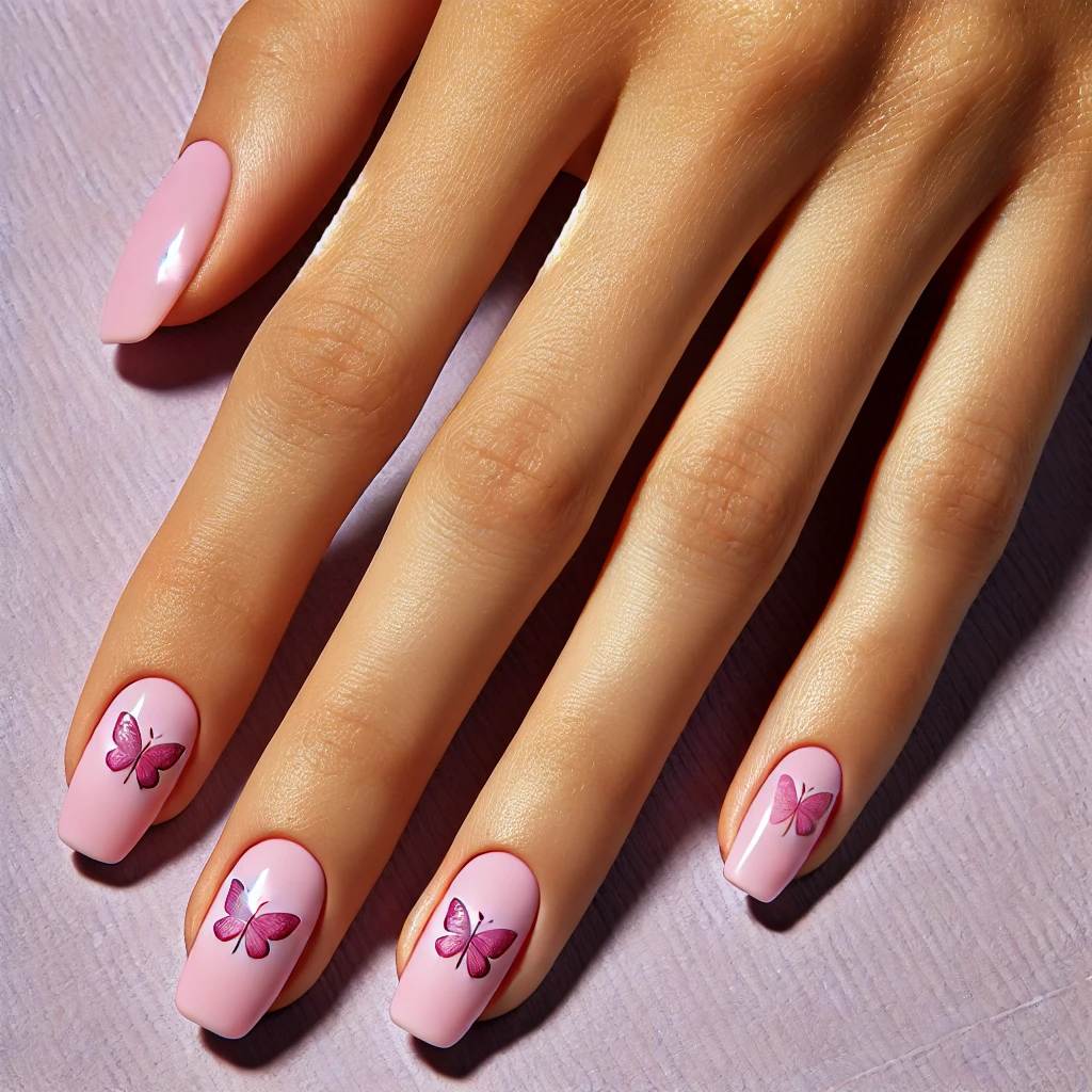 Baby Pink with Butterfly Art