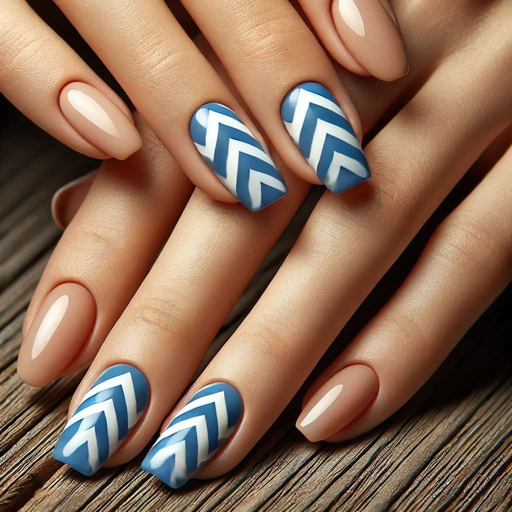 Blue and White Chevron Pattern