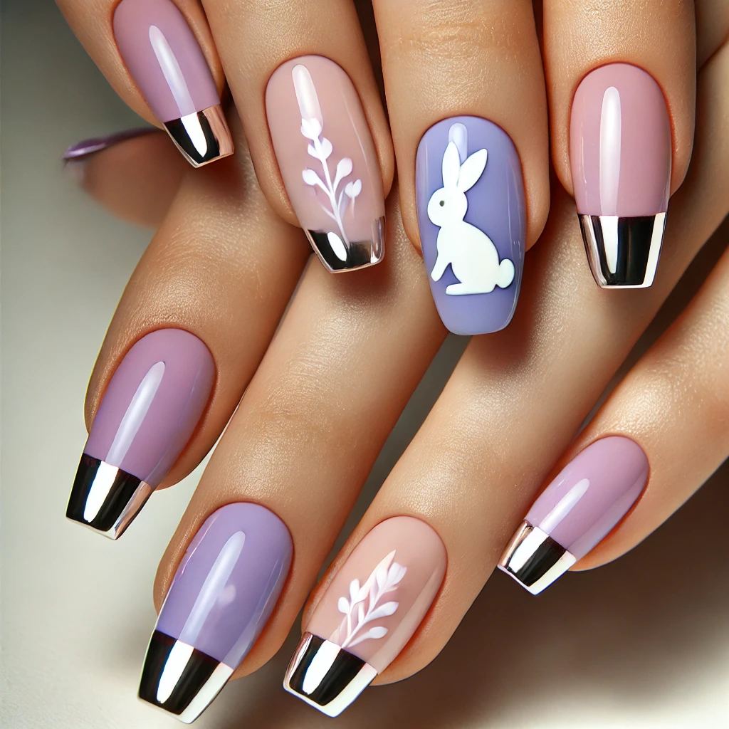 Chrome Lilac Bunny Tips