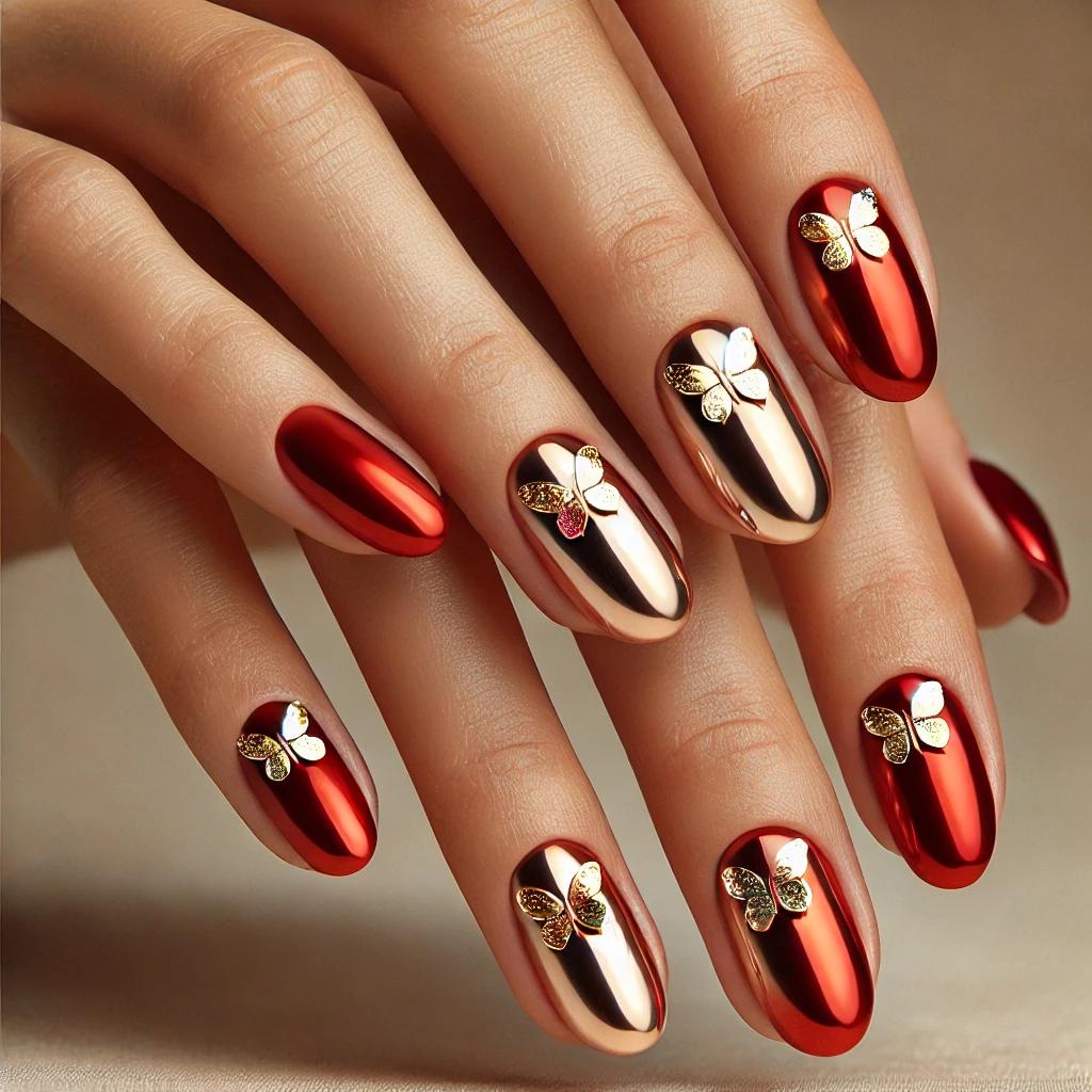 Chrome Red with Foil Butterflies