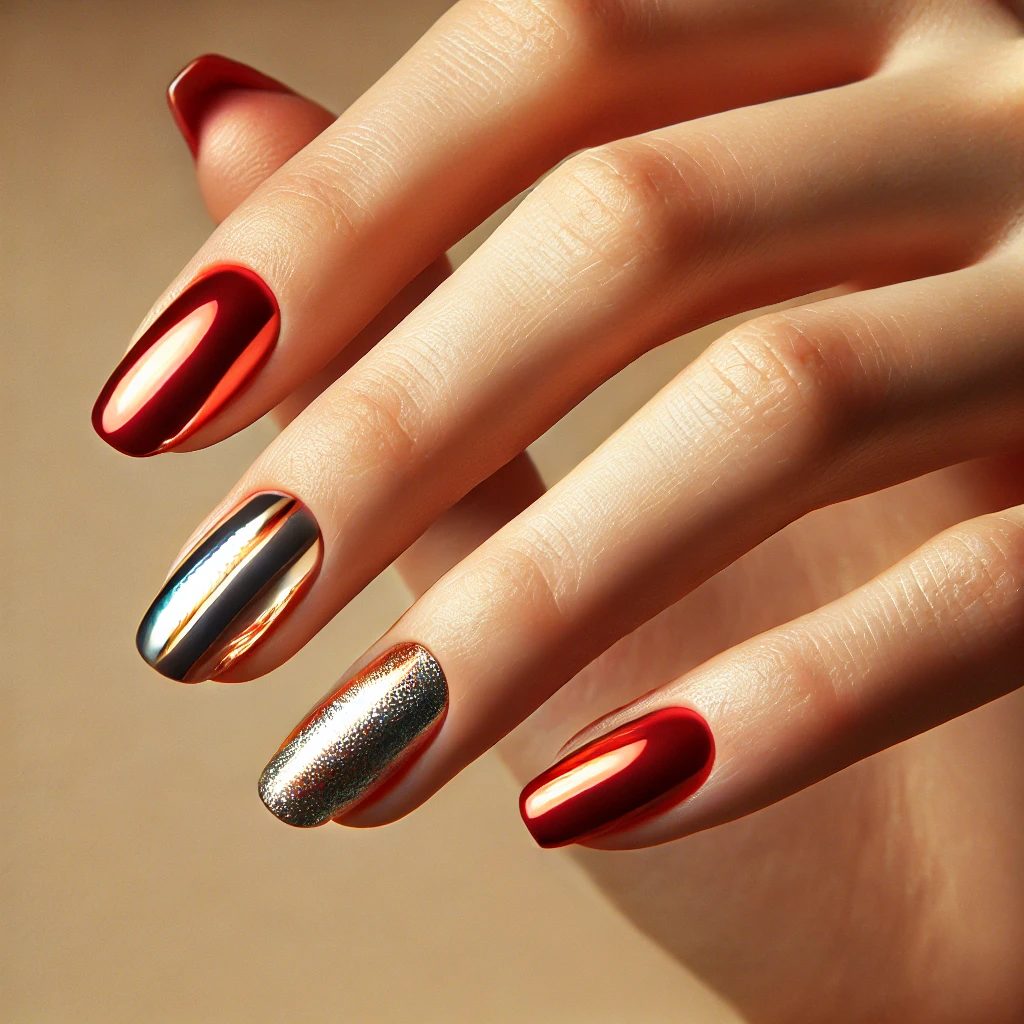 Chrome Red with Foil Stripes