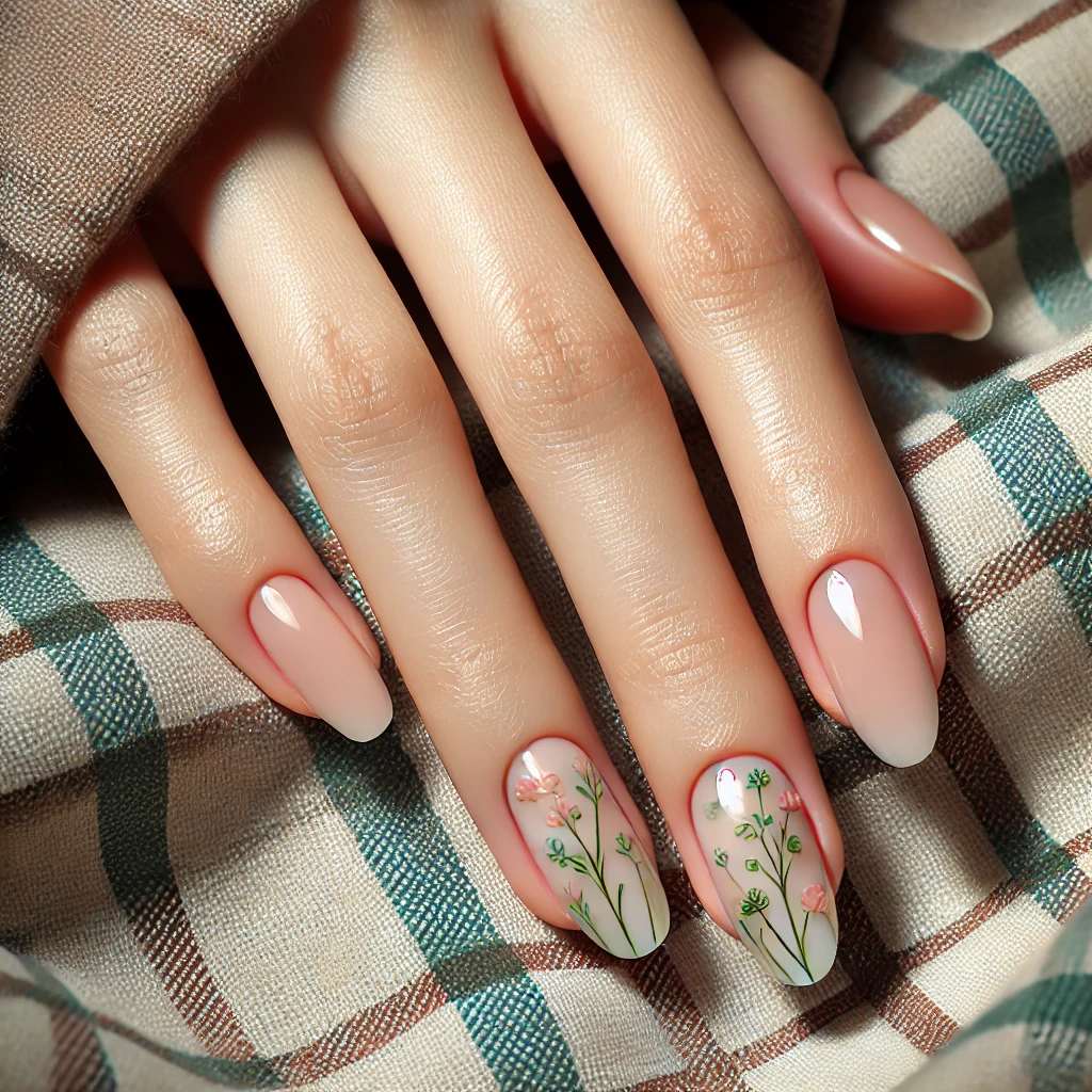 Clear Nails with Vines and Florals