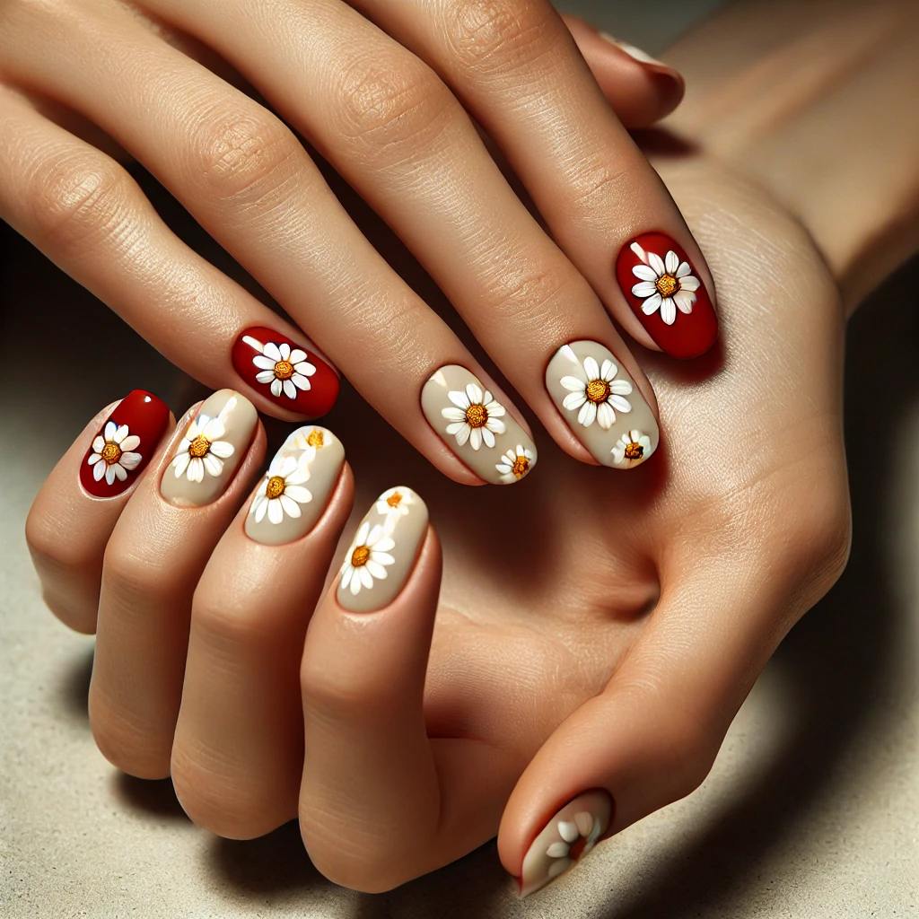 Dainty Daisies on Red