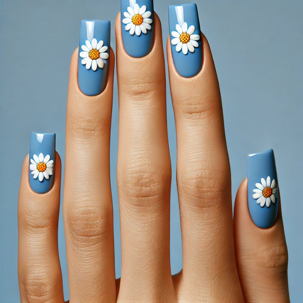 Floral Blue with Daisies