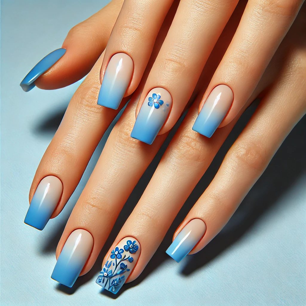 Floral Gradient on Blue