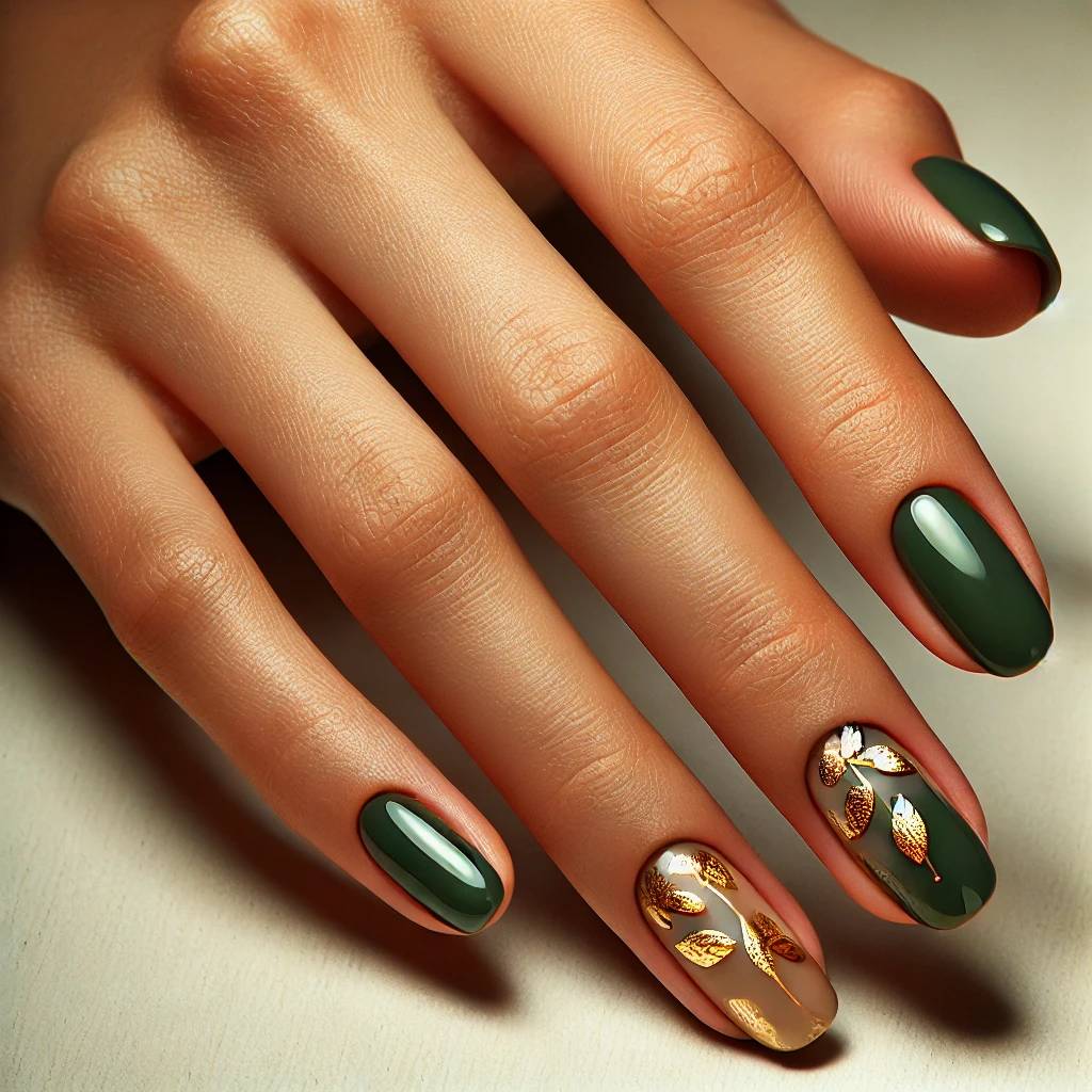 Foil Leaf Accents on Green