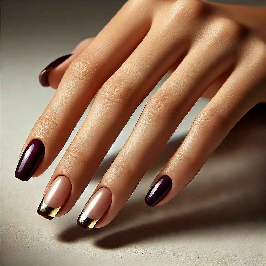 French Tips with Gold Foil