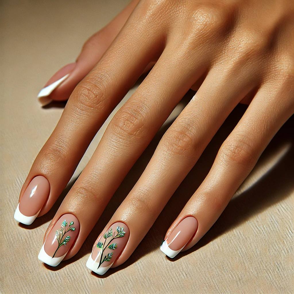 French Tips with Pastel Vines