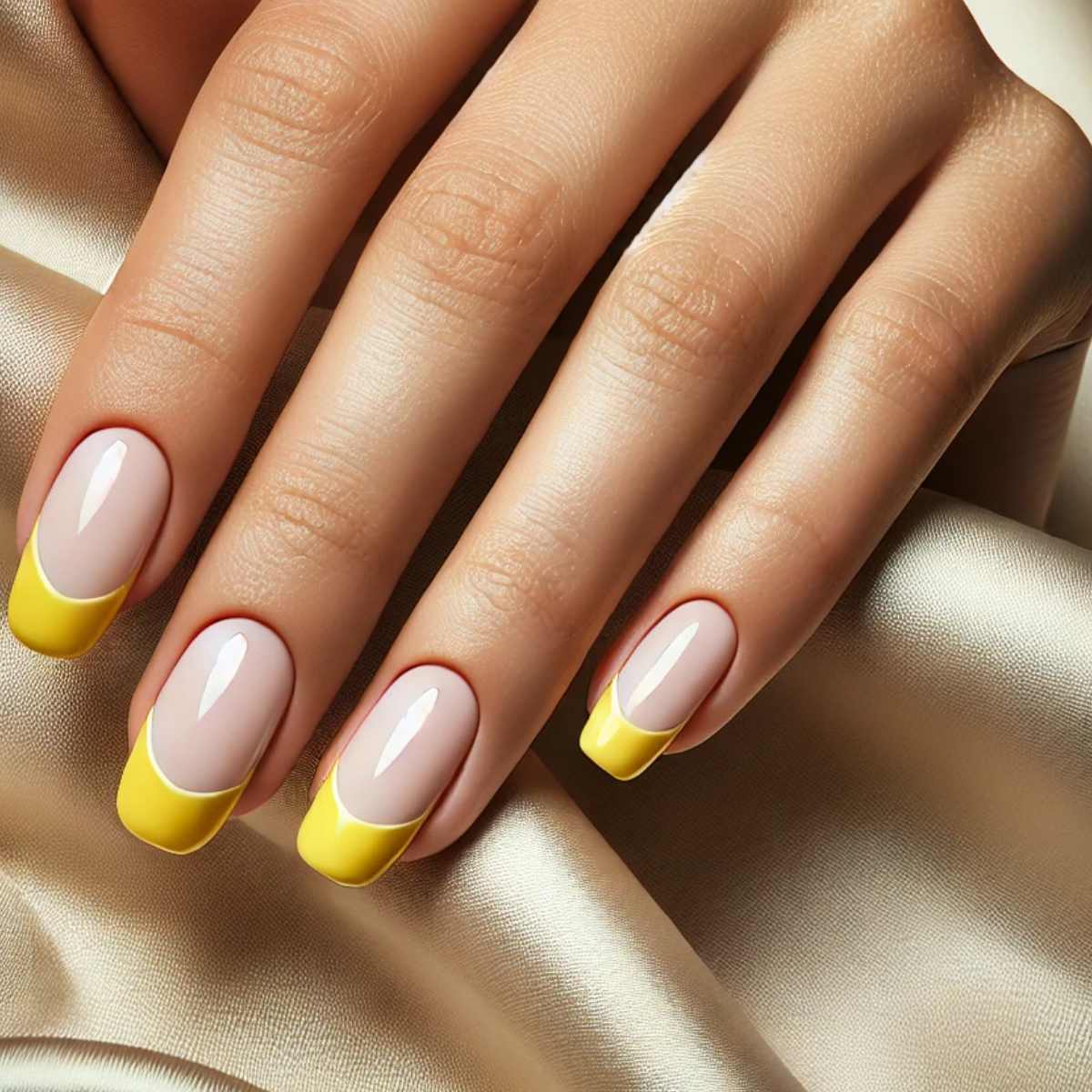 French Tips with a Yellow Twist