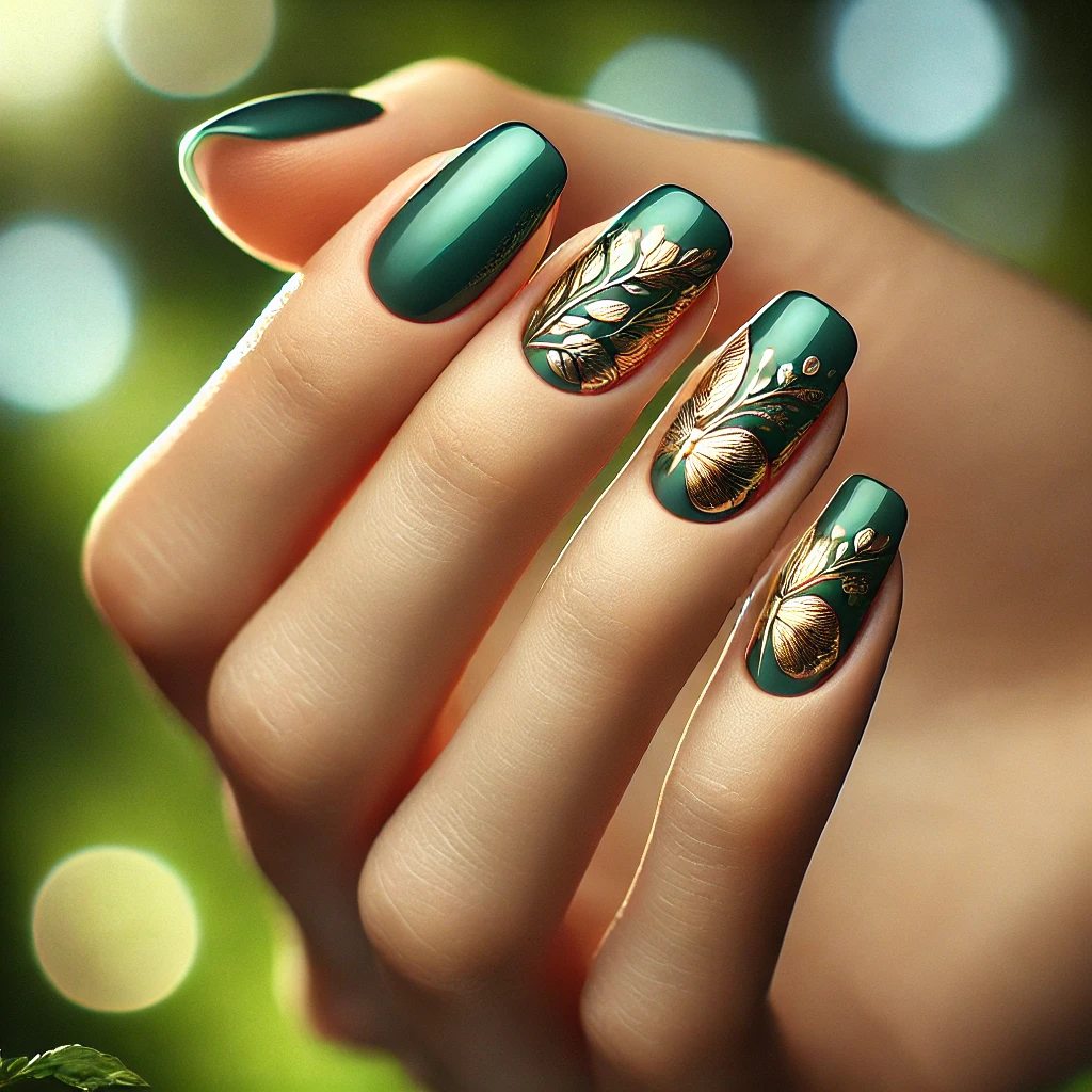 Gilded Butterfly Wings on Emerald Green