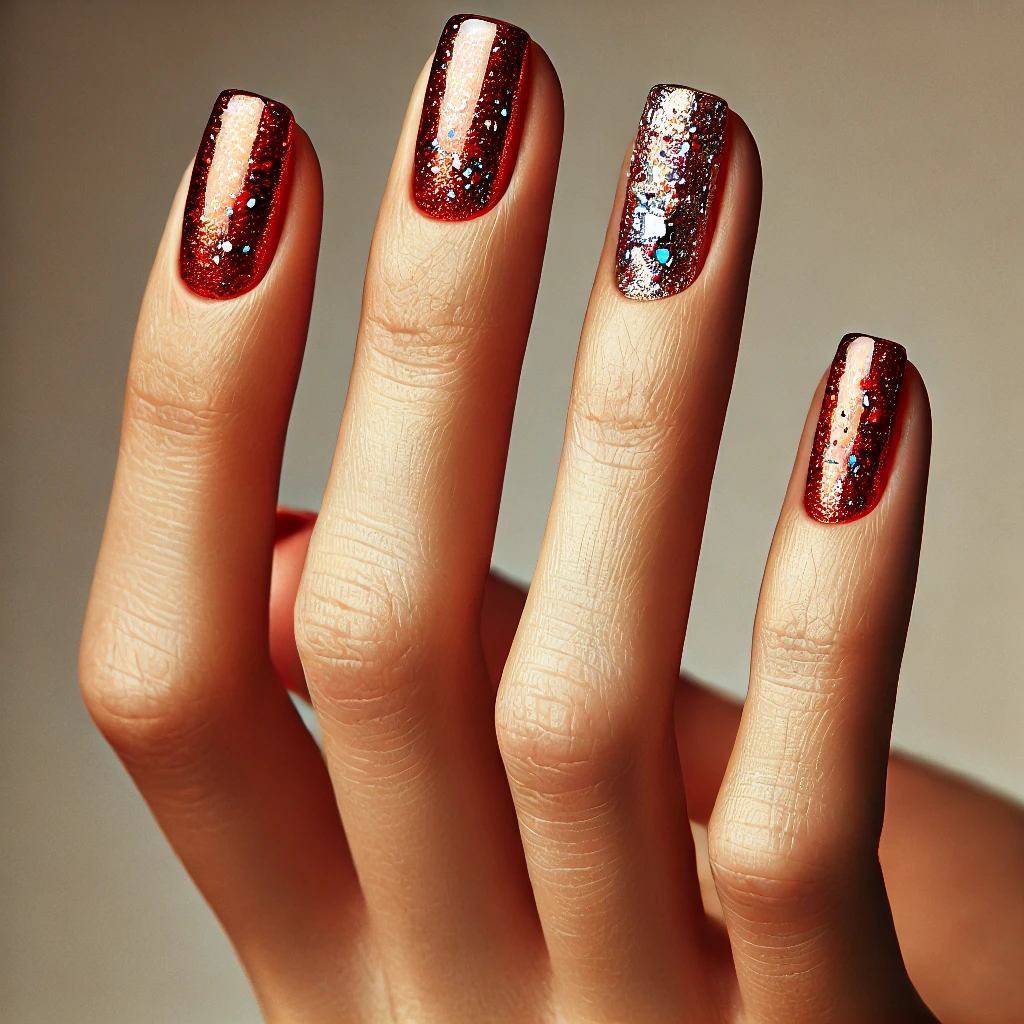 Glitter-Infused Red Chrome