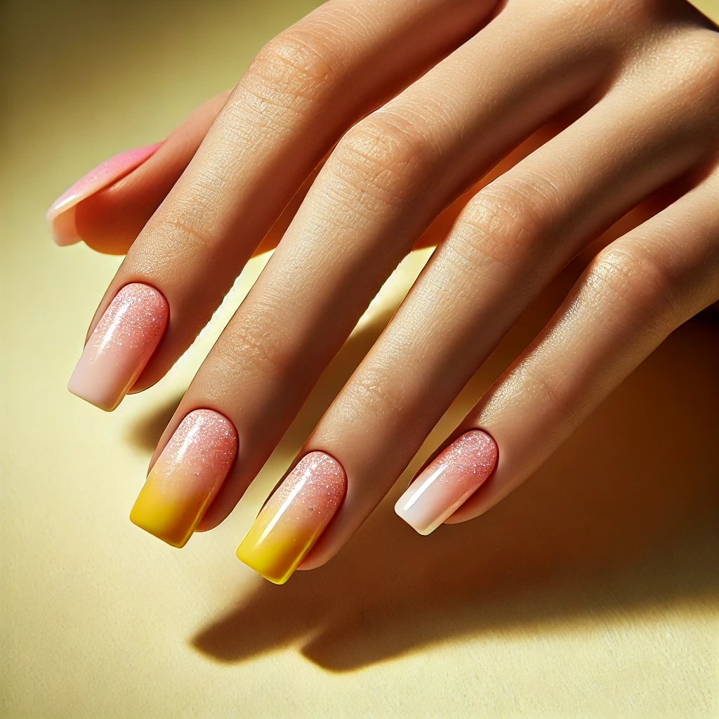 Glittering Pink and Yellow Ombre