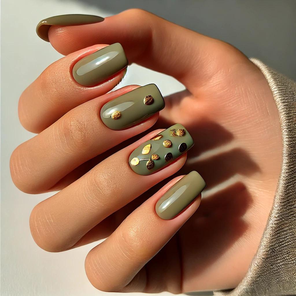 Gold Foil on Olive Green