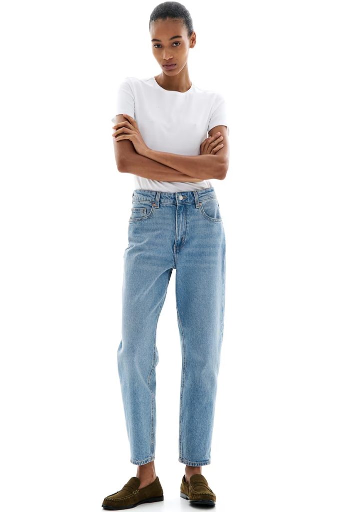 H&M outfits 6 - High Rise Slim Leg Mom Jeans