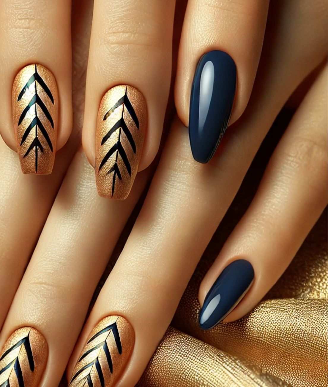 Navy Blue with Sparkly Gold Chevrons