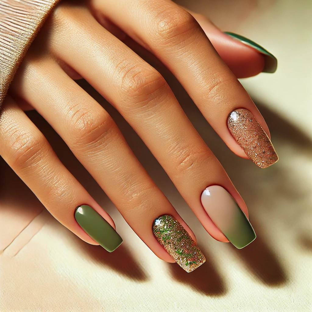 Olive Green Sparkle Ombre