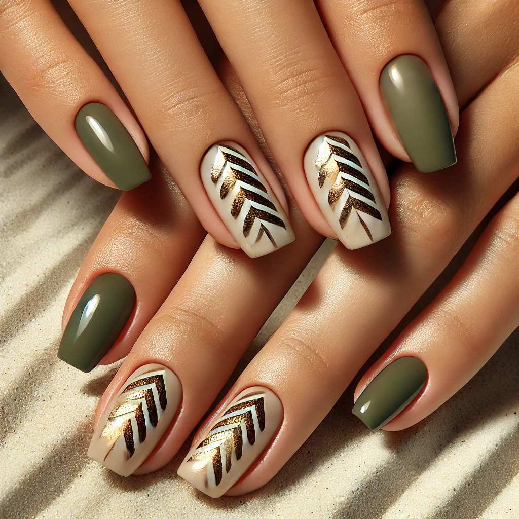 Olive Green and Chevron Patterns