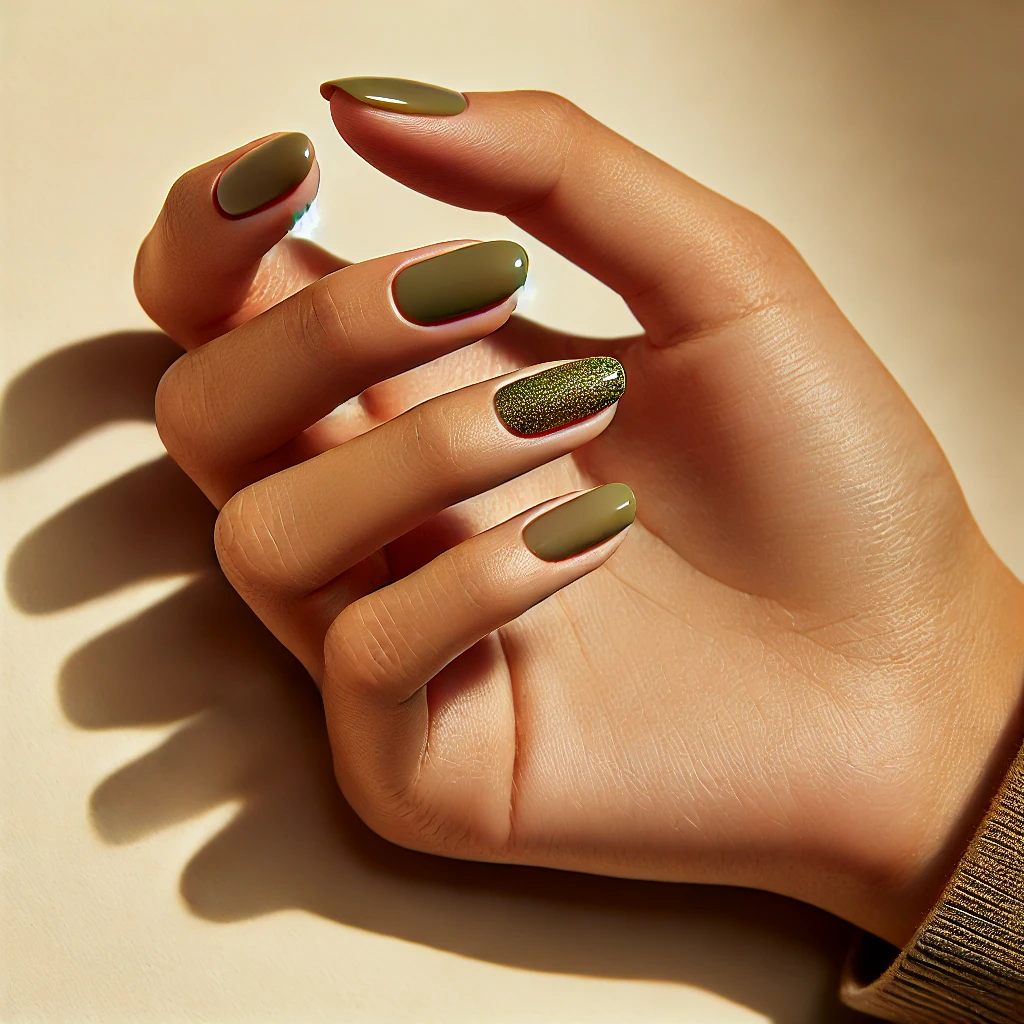 Olive Green with Glitter Gradient