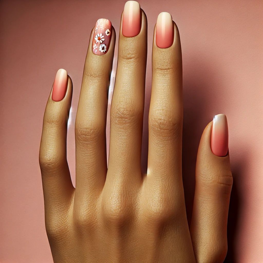 Ombre Daisy Nails