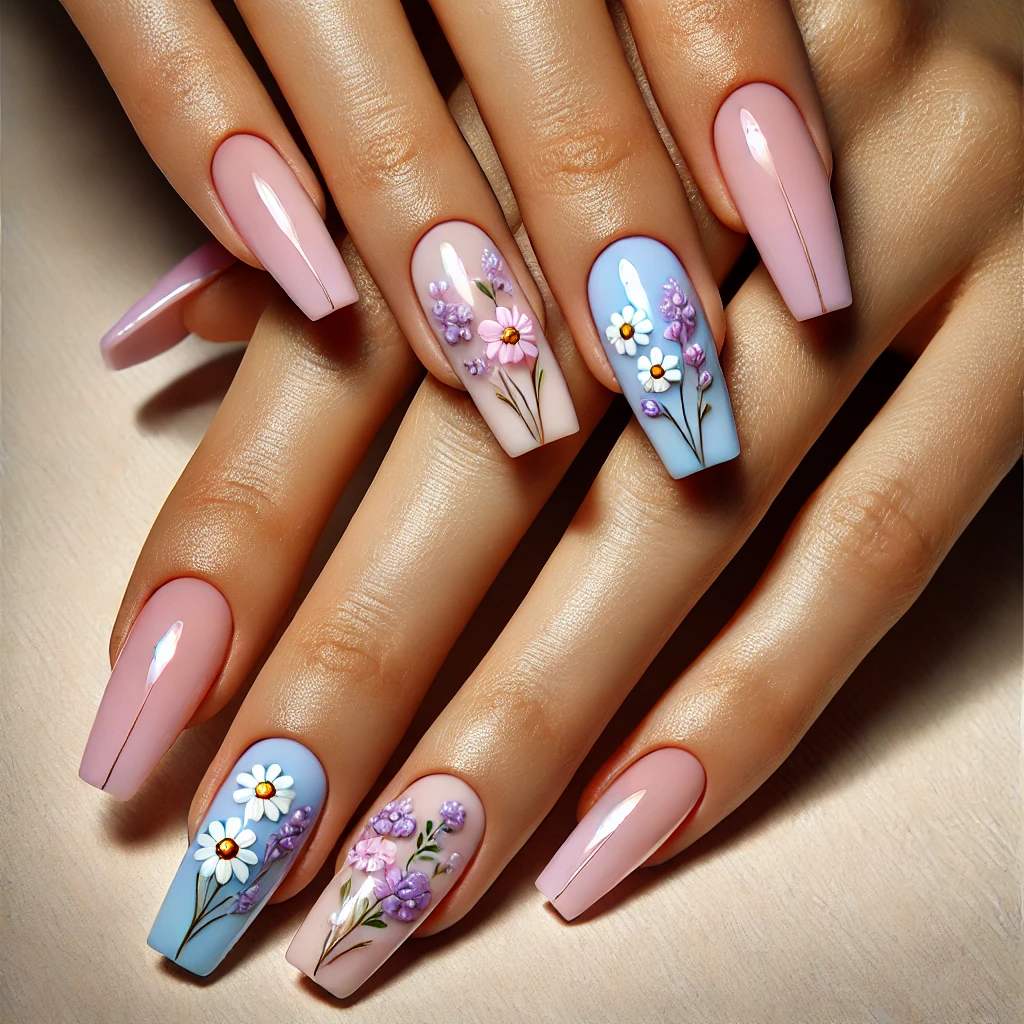 Pastel Floral Nails