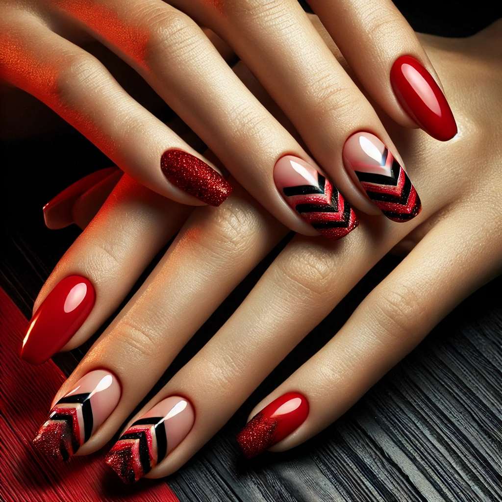 Red Chevrons with Glitter Edges