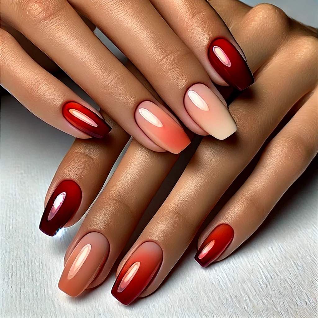 Red Ombre Nails