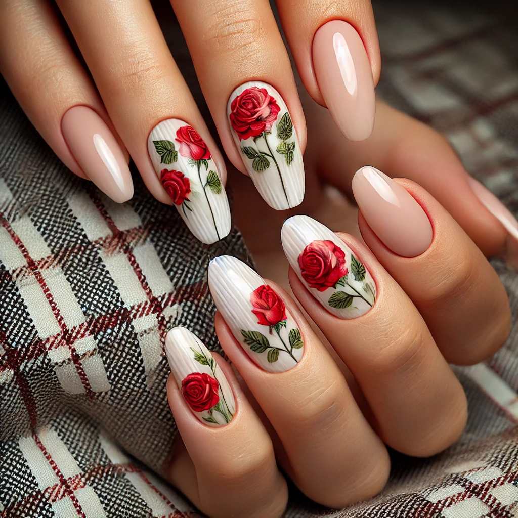 Red Roses on a Nude Base