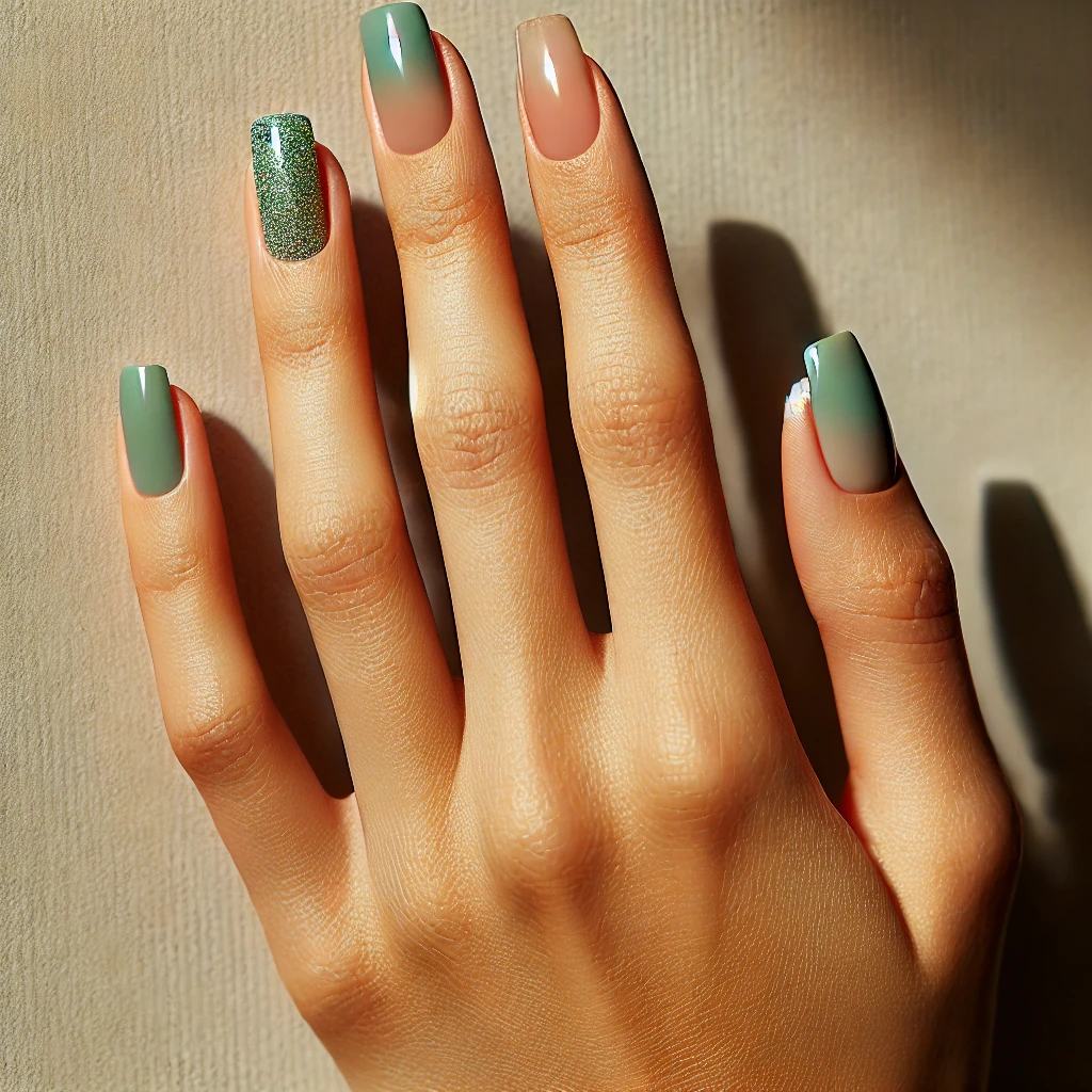 Sage Green Ombre with Glitter