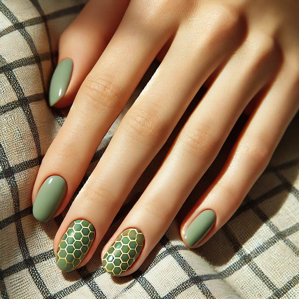 Sage Green with Honeycomb Designs