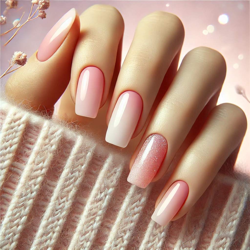 Soft Pink Ombre with Subtle Sparkles