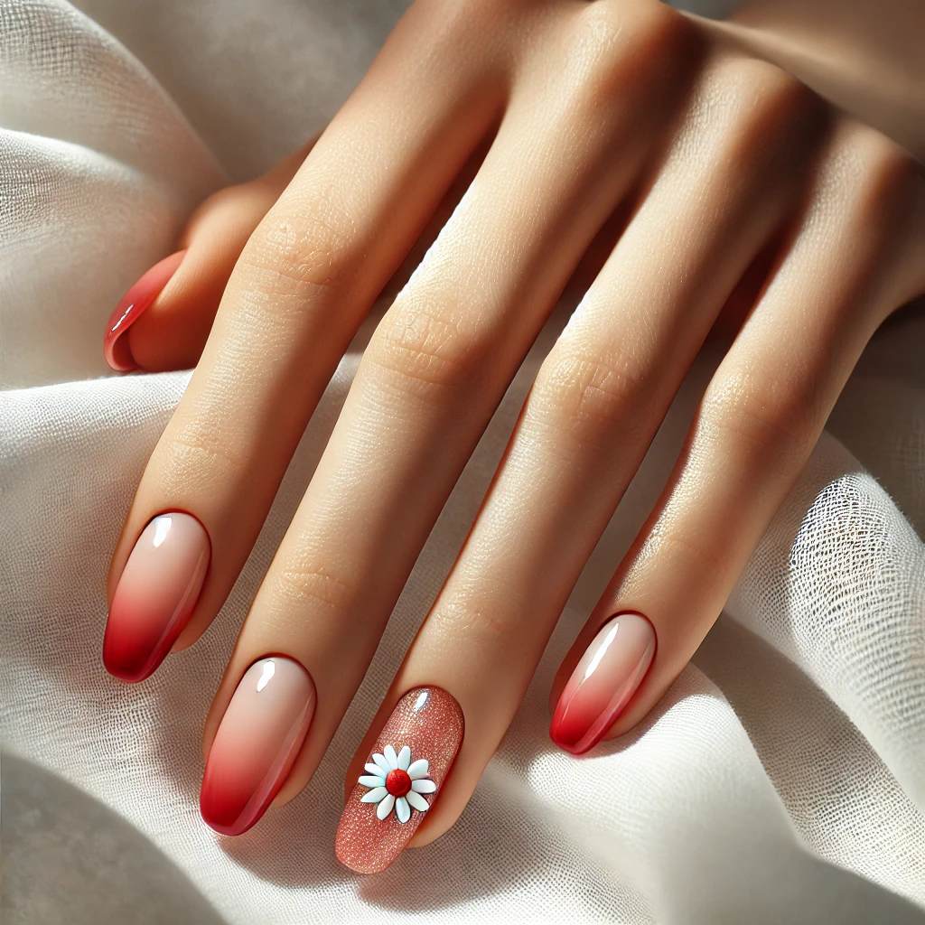 Sparkling Cherry Ombre with Daisies