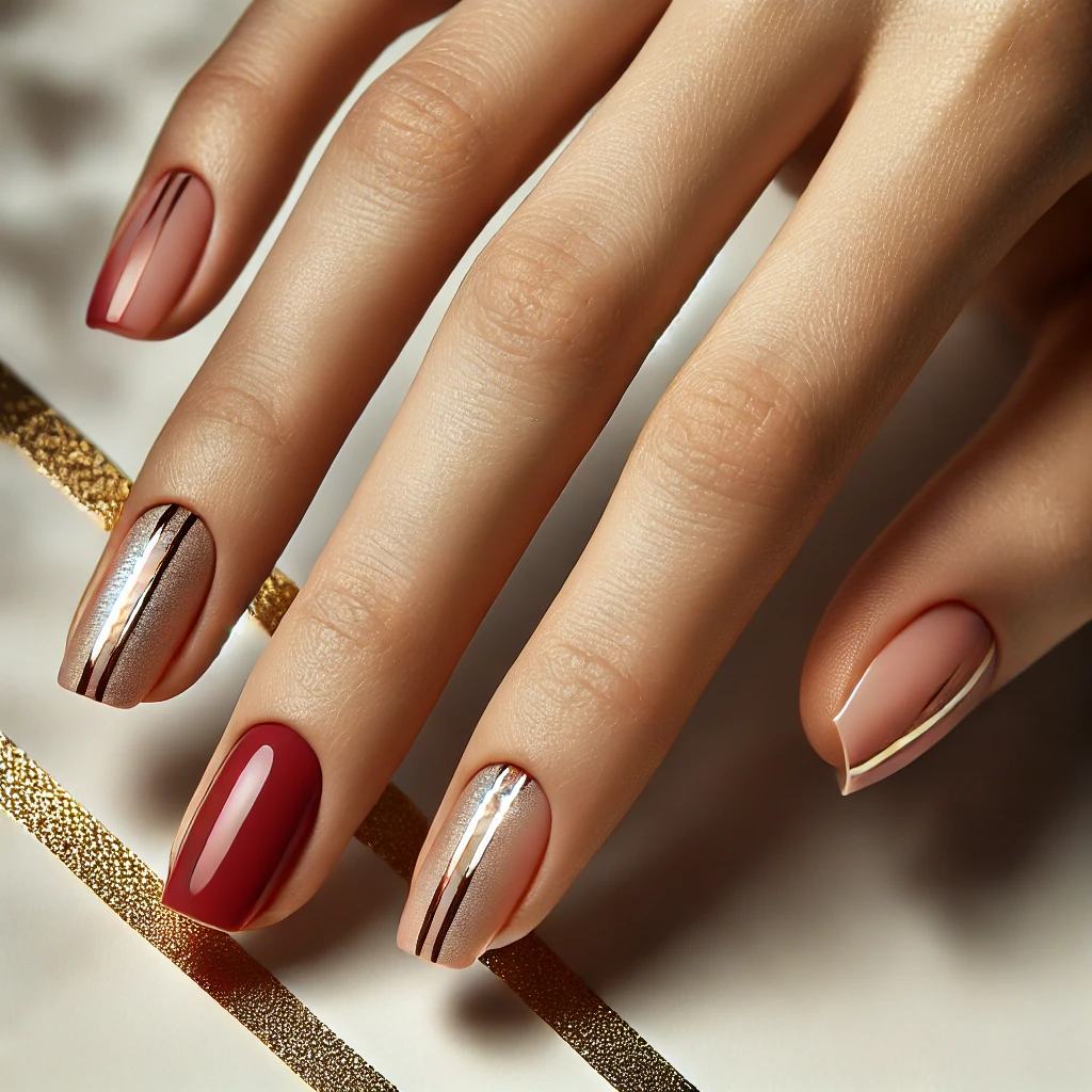 Striped Cherry Nails