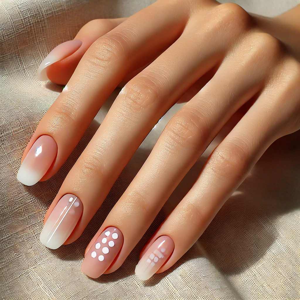 Translucent Nails with Minimalist Art