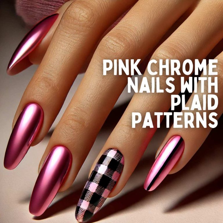 15 Chic Ways to Rock Pink Chrome Nails with Plaid Patterns