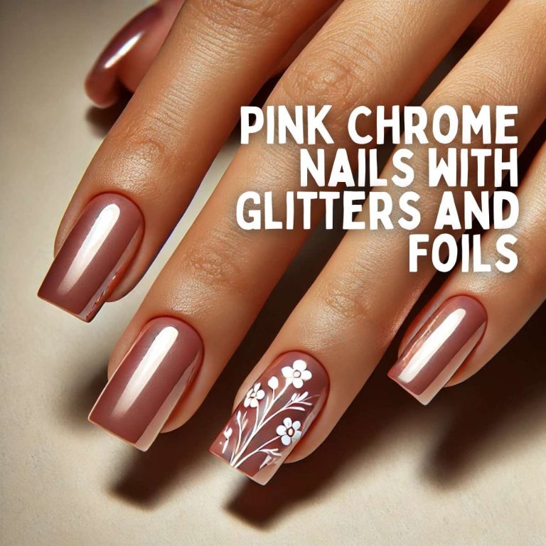 15 Dazzling Pink Chrome Nails with Glitters and Foils and Vines