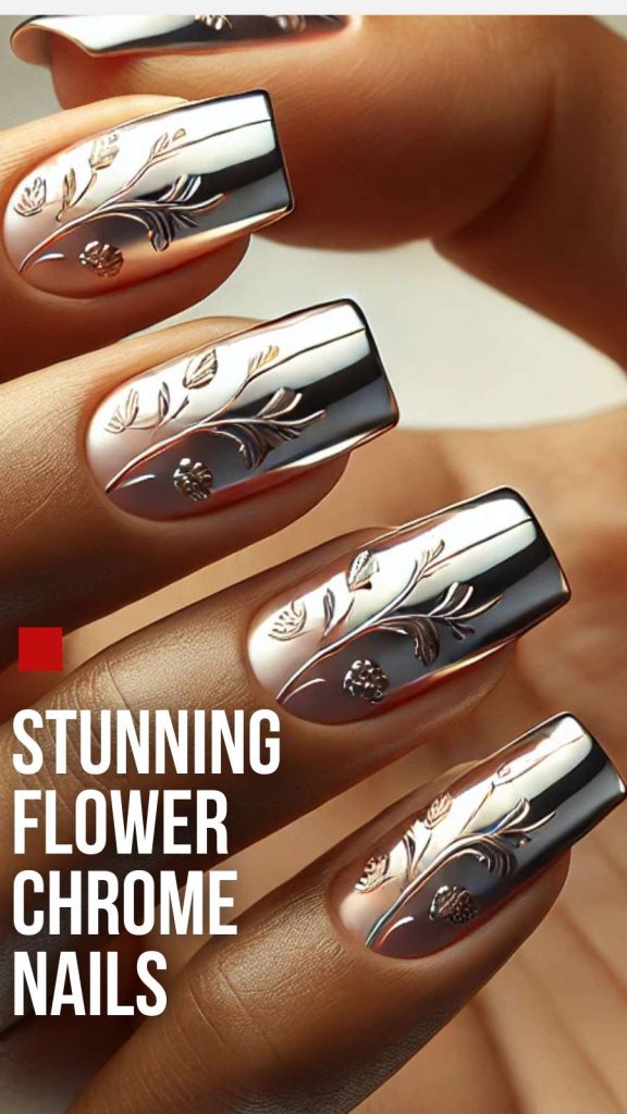 15 Stunning Flower Chrome Nails for a Chic Look