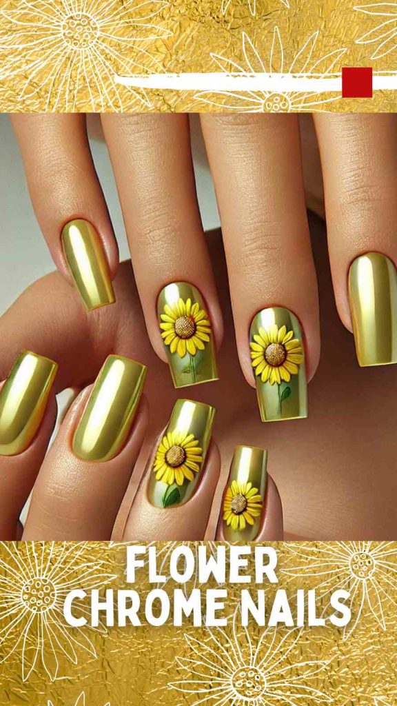 15 Trendy Flower Chrome Nails to Try This Year