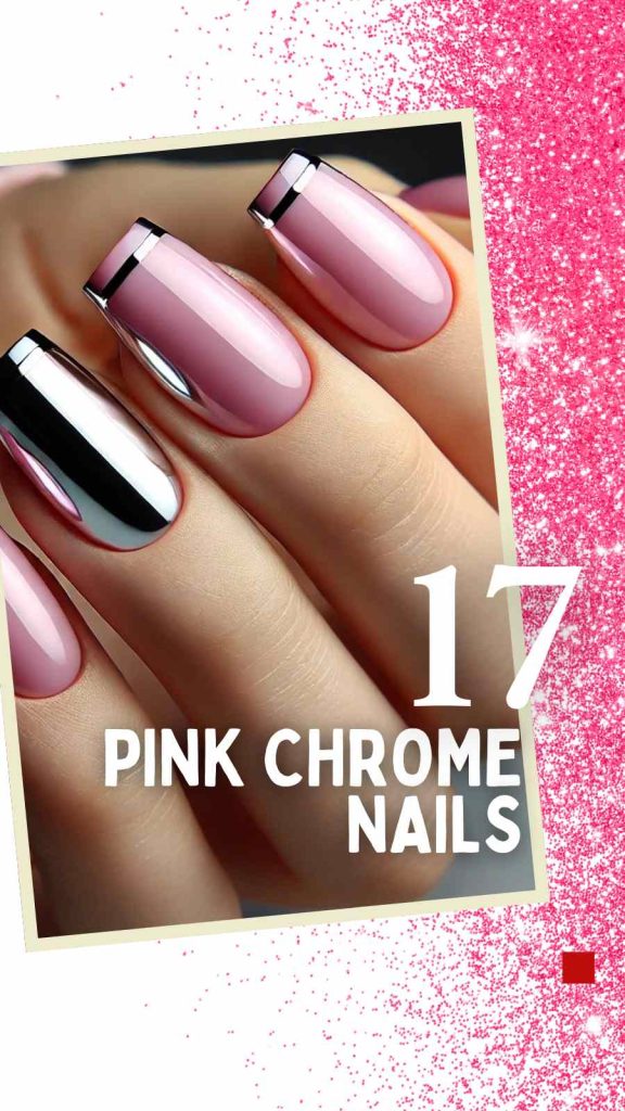 17 Beautiful Pink Chrome Nails with Silver-Tipped Elegance