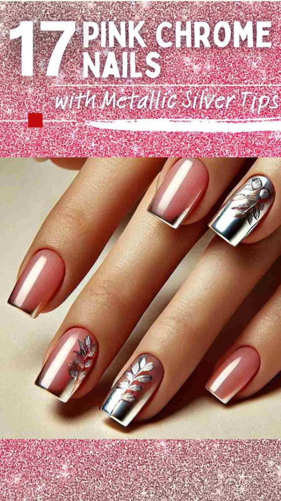 17 Gorgeous Pink Chrome Nails with Chic Silver Details