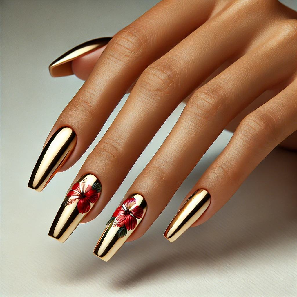 Another Set of Gold Chrome with Hibiscus