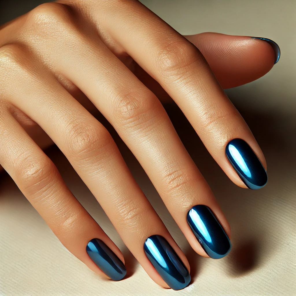 Blue Chrome Nails