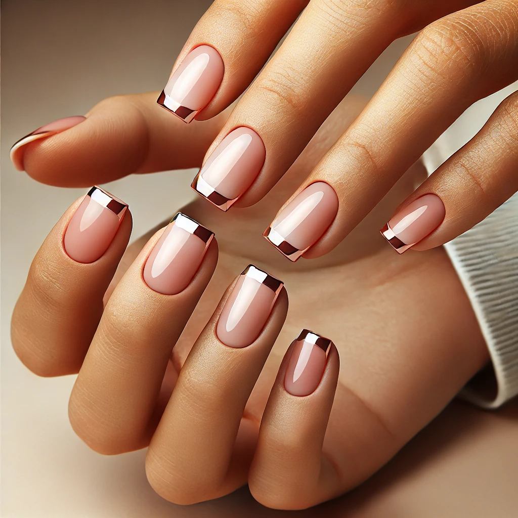 Blush Pink Chrome French Tips