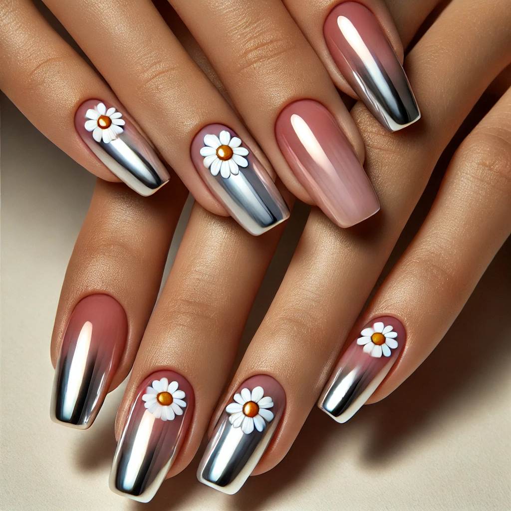 Chrome Gradient with Daisy Accents