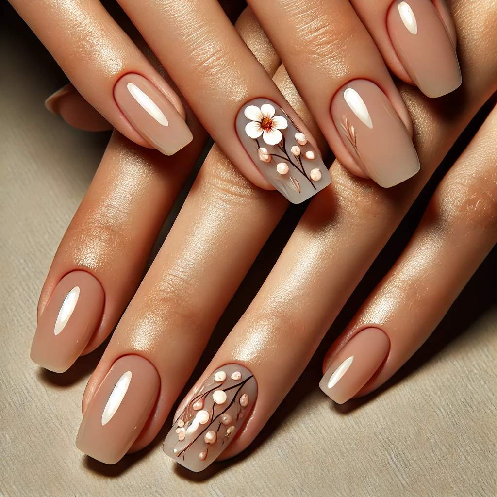 Glossy Translucent Floral Nails