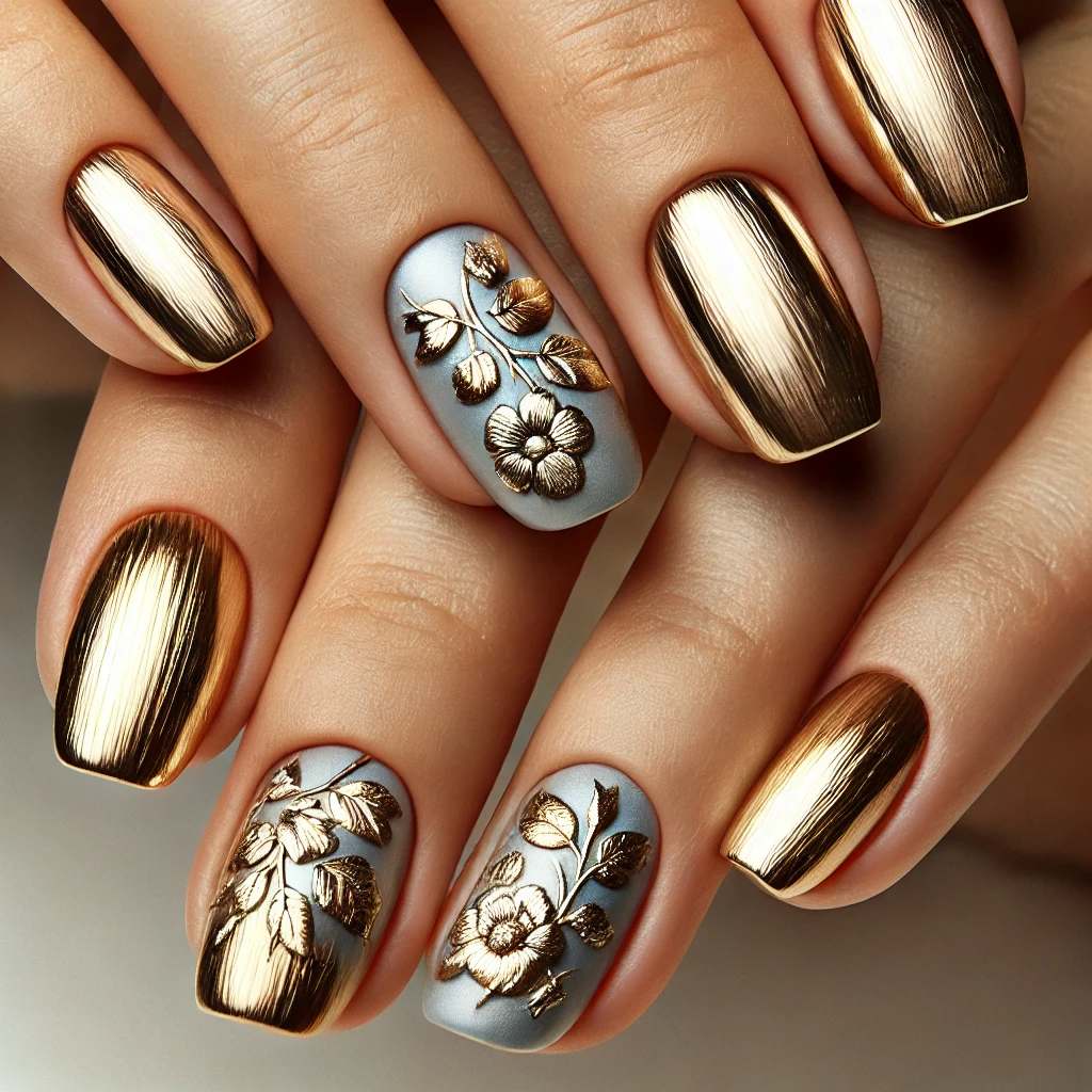 Gold Chrome with Subtle Floral Stamping