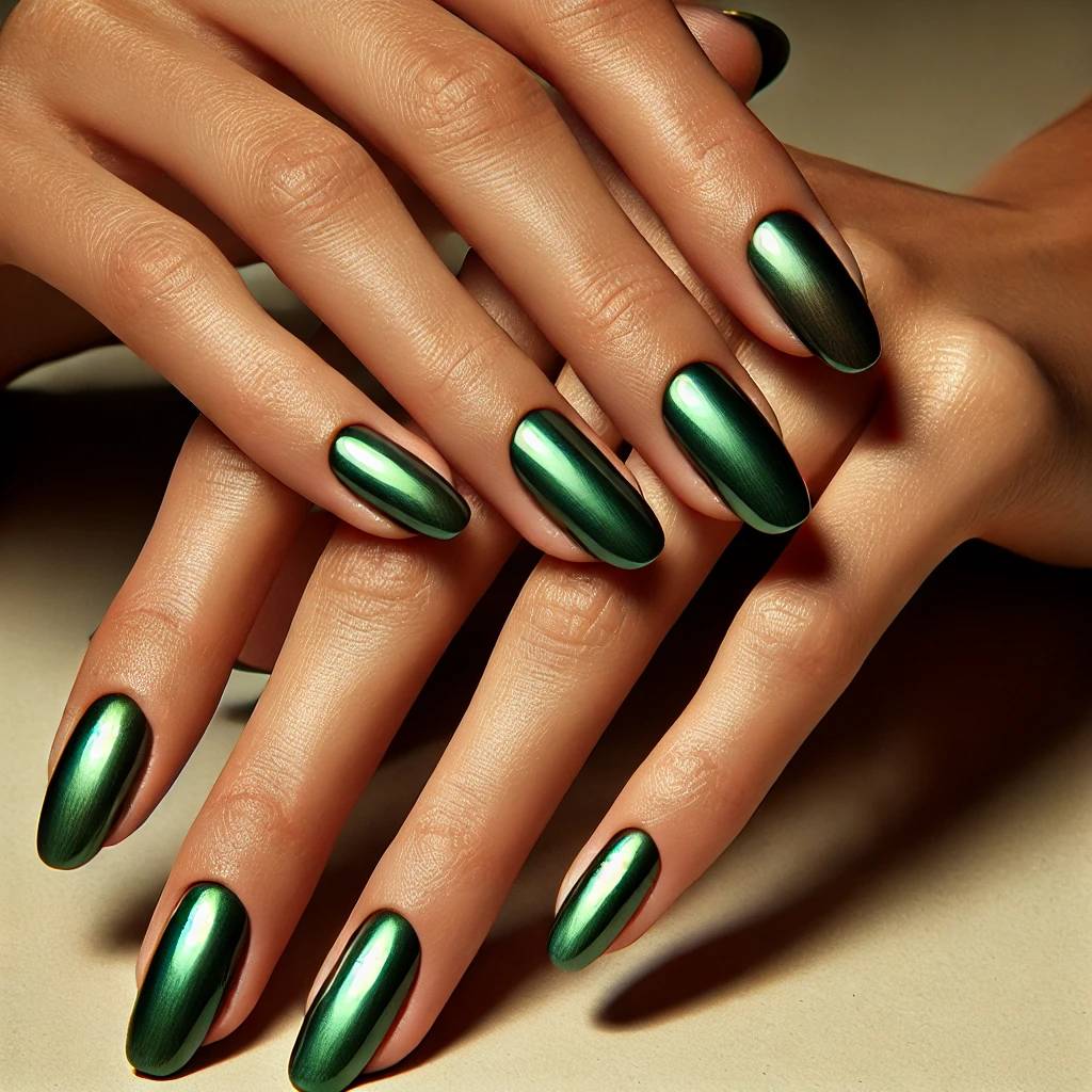  Green Chrome Nails