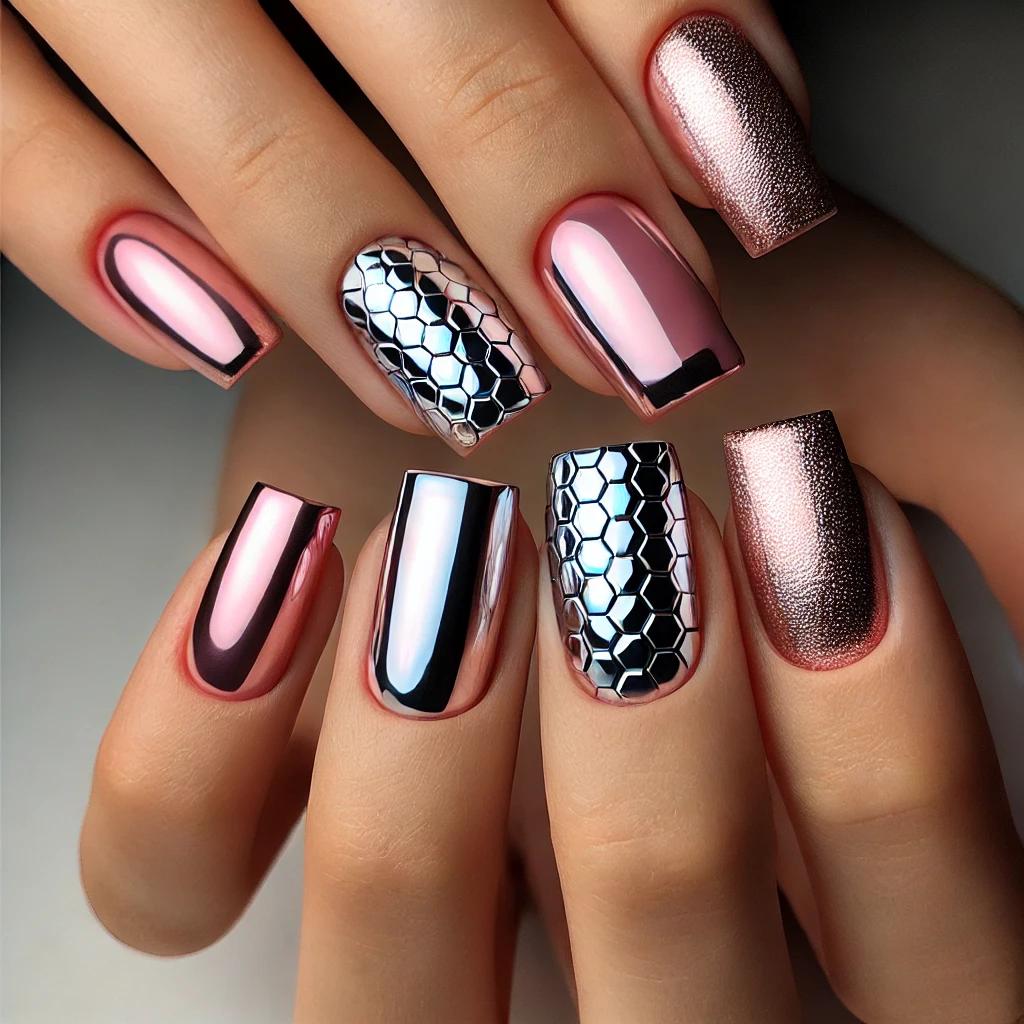 Honeycomb Designs on Pink Chrome