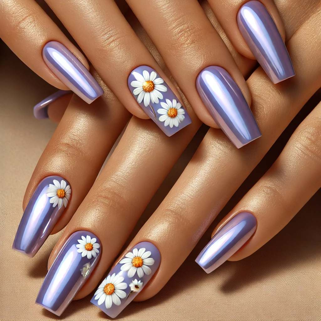 Lavender Chrome with Floating Daisy Art