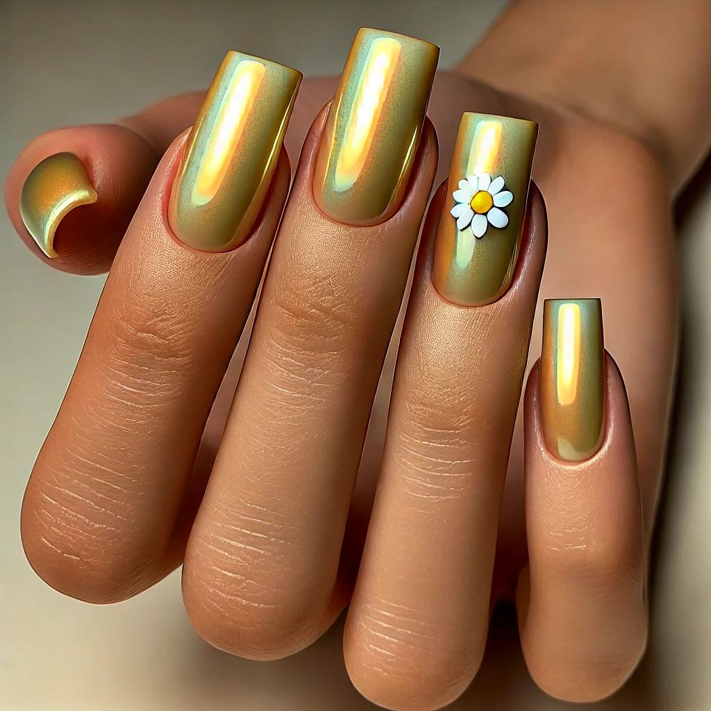 Lemon Butter Chrome with Daisy Accents