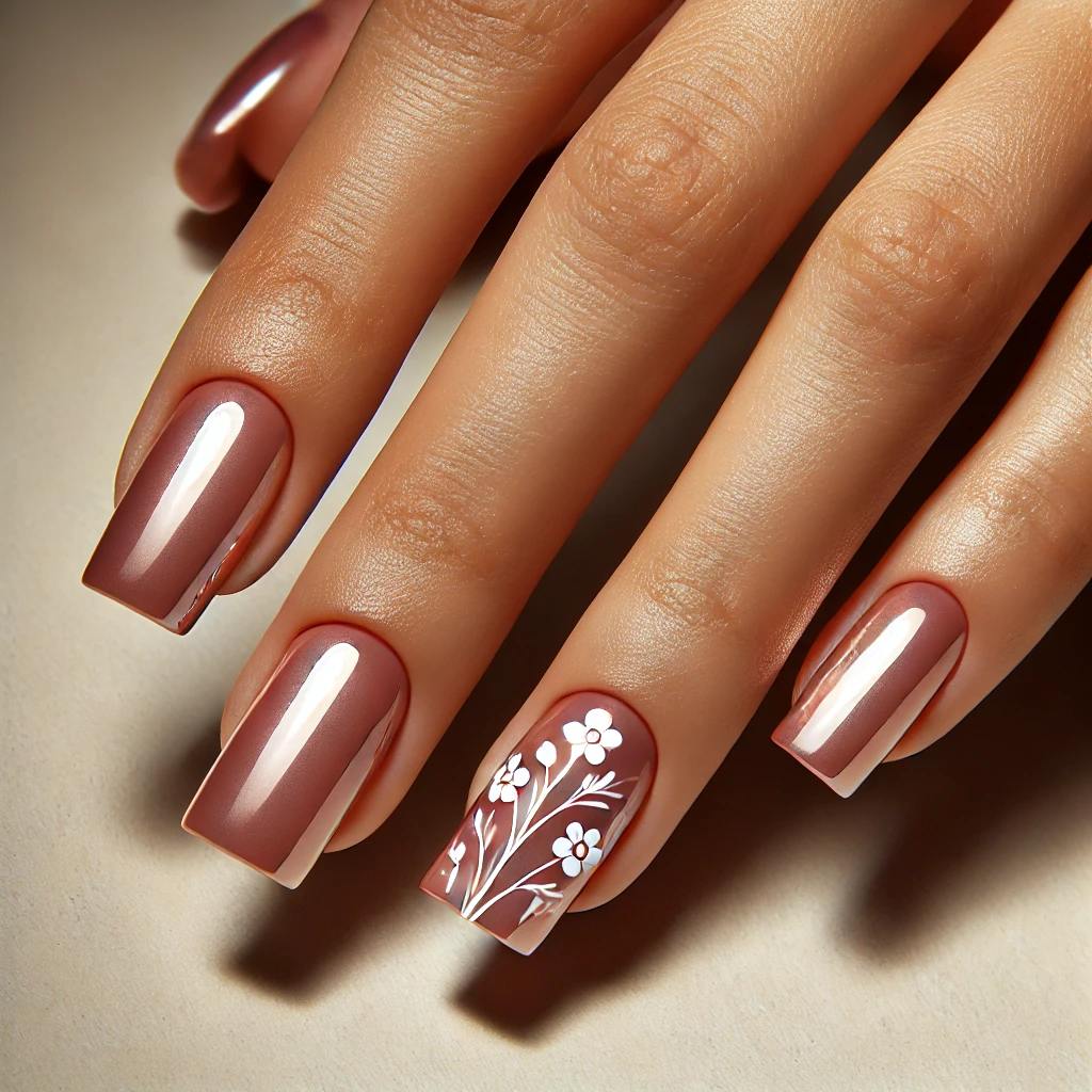 Light Pink Chrome with Floral Line Art